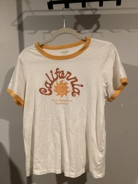 Old Navy White California Tee with Yellow Trim